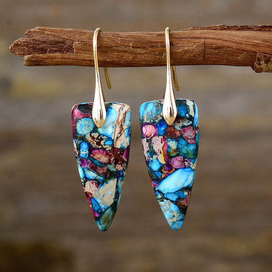 Boho Natural Stone Geometric Earrings - Vintage Jewelry for Women