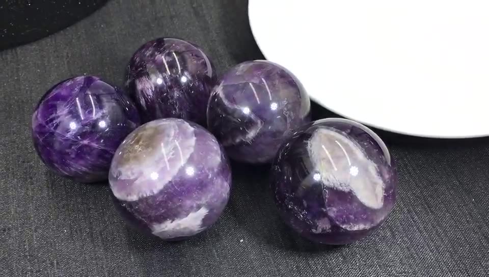 Natural Dream Amethyst Crystal Ball - Decorative Gemstone Sphere for Home & Meditation