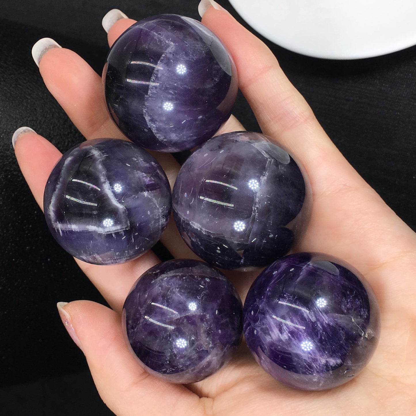 Natural Dream Amethyst Crystal Ball - Decorative Gemstone Sphere for Home & Meditation