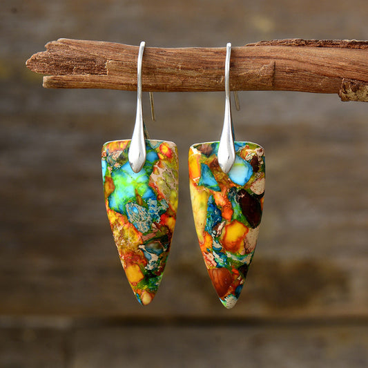 Boho Natural Stone Geometric Earrings - Vintage Jewelry for Women