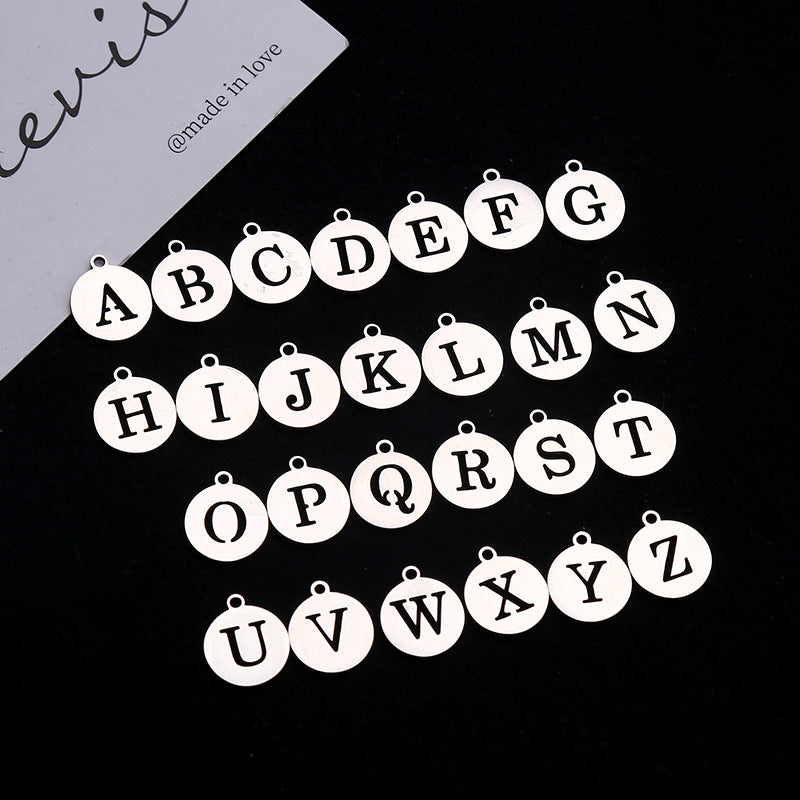 Stainless Steel Alphabet Letter Charms - DIY Mirror Tag Pendants for Jewelry & Crafts