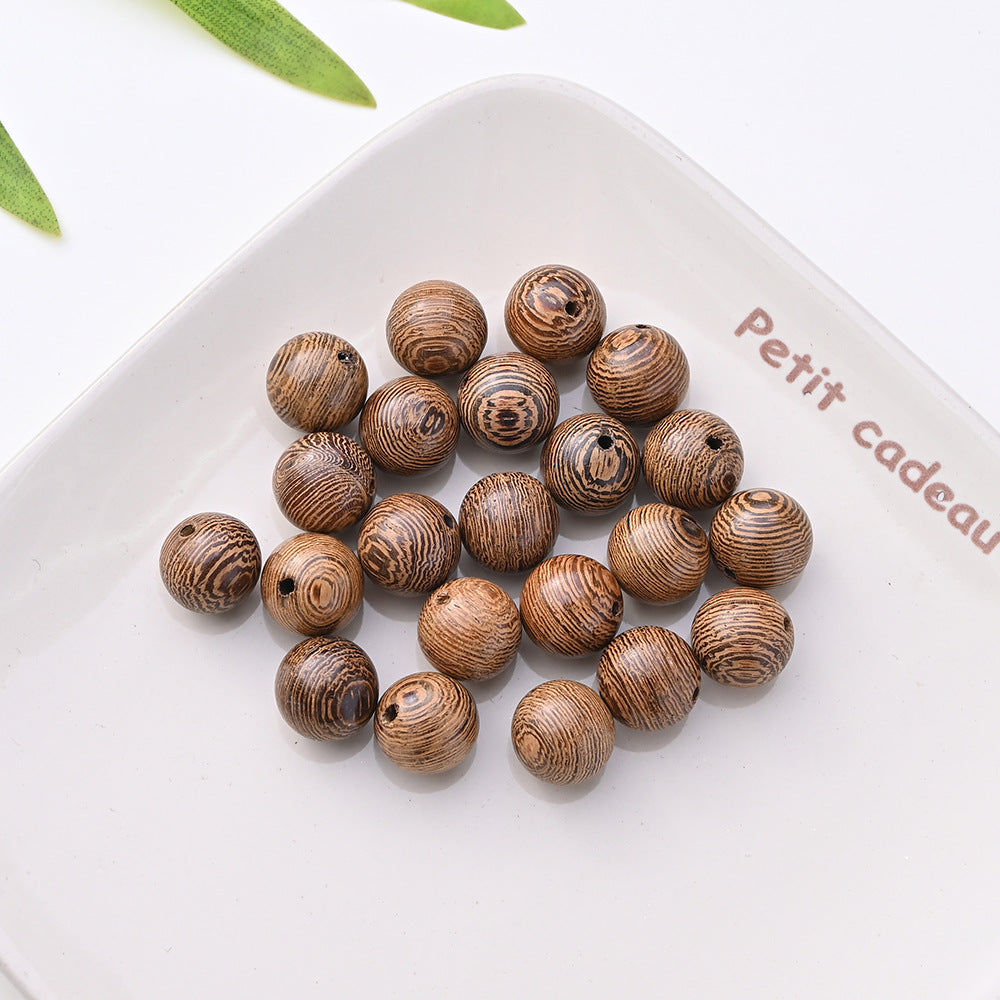 Wooden Loose Beads - Natural Perforated Round Beads for DIY Jewelry Making