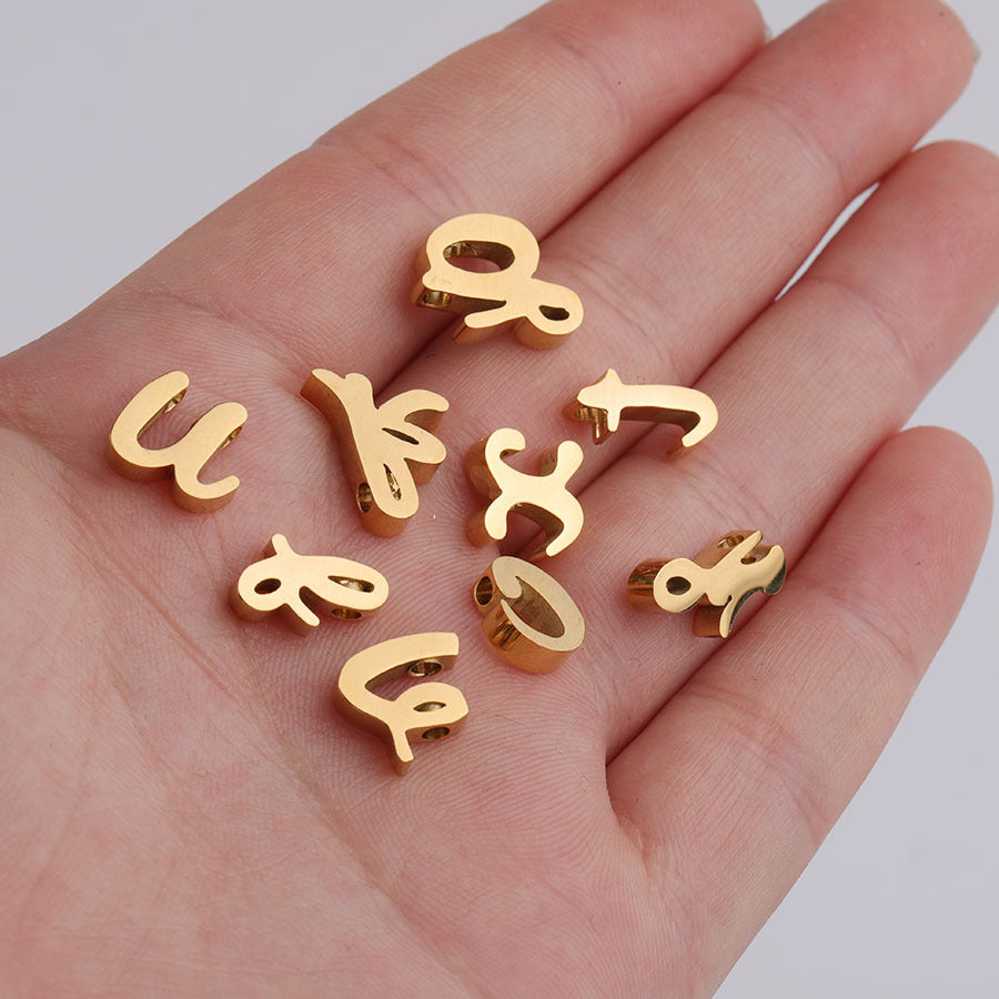 Stainless Steel Alphabet Beads A-Z - 1.8mm Letter Hole Beads for DIY Jewelry Making