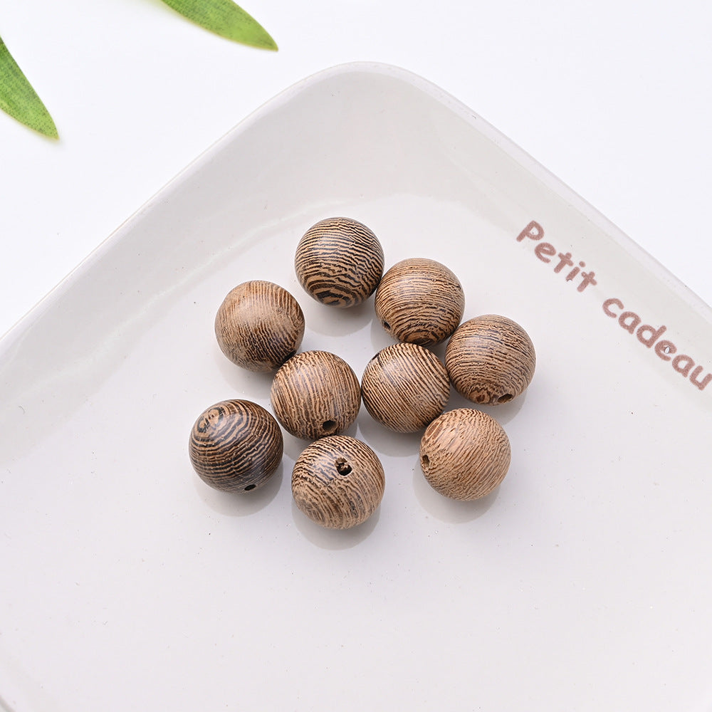 Wooden Loose Beads - Natural Perforated Round Beads for DIY Jewelry Making