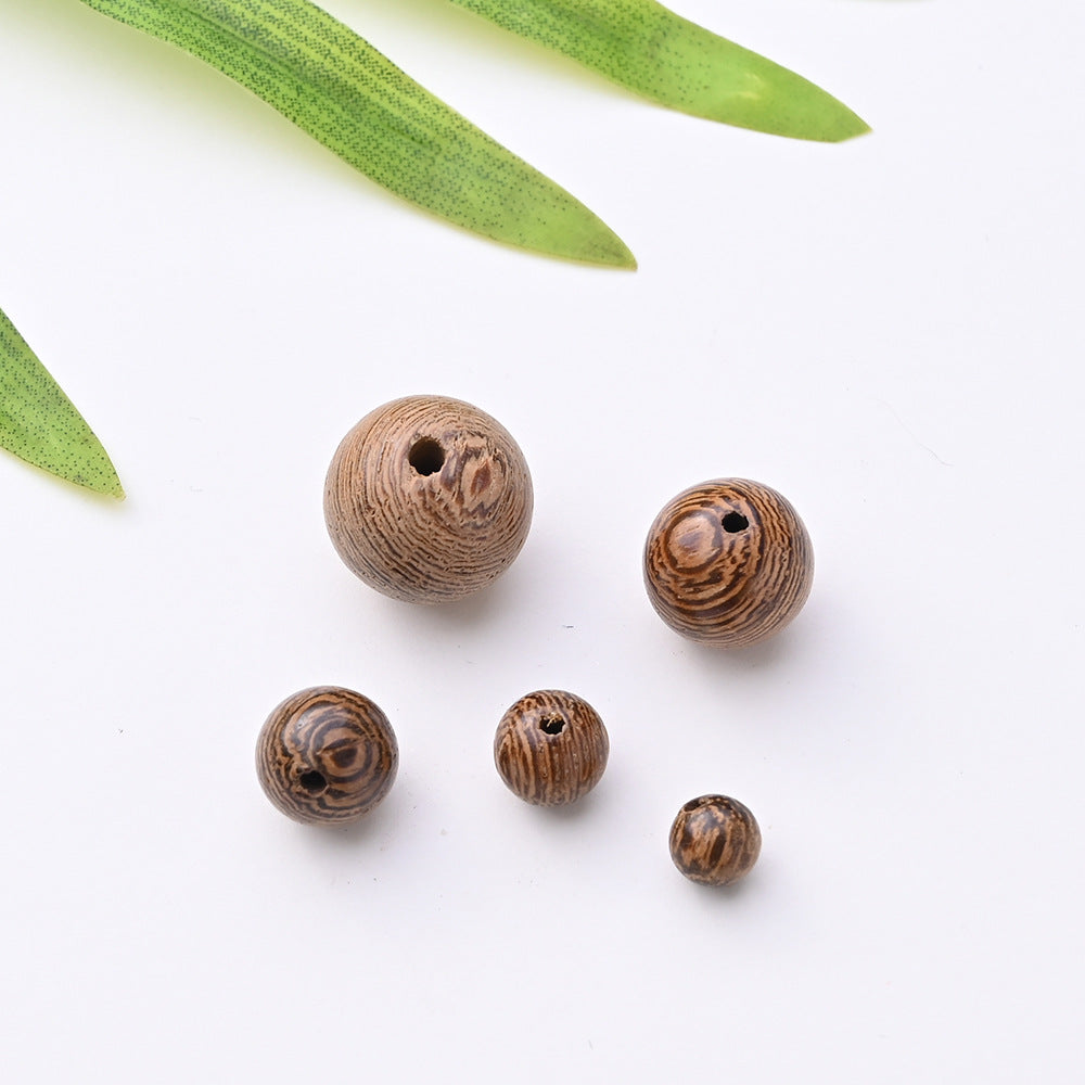 Wooden Loose Beads - Natural Perforated Round Beads for DIY Jewelry Making