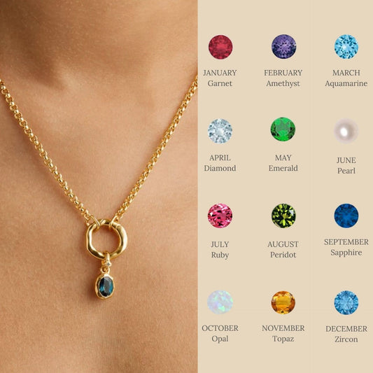 12 Birthstone Necklace - Month-Specific Zircon Pendant for Women | Customizable & Elegant