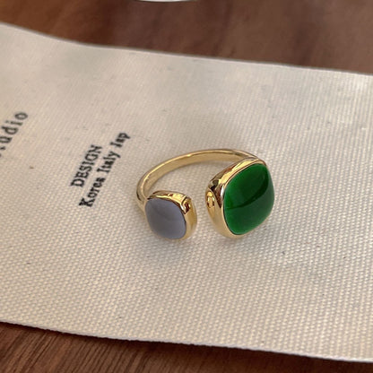 Emerald Minimalist Ring - Unique Open Design for Women