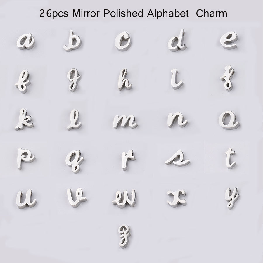 Stainless Steel Alphabet Beads A-Z - 1.8mm Letter Hole Beads for DIY Jewelry Making