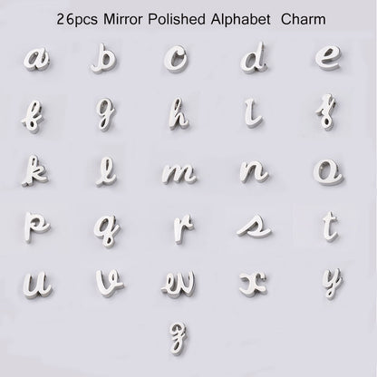 Stainless Steel Alphabet Beads A-Z - 1.8mm Letter Hole Beads for DIY Jewelry Making